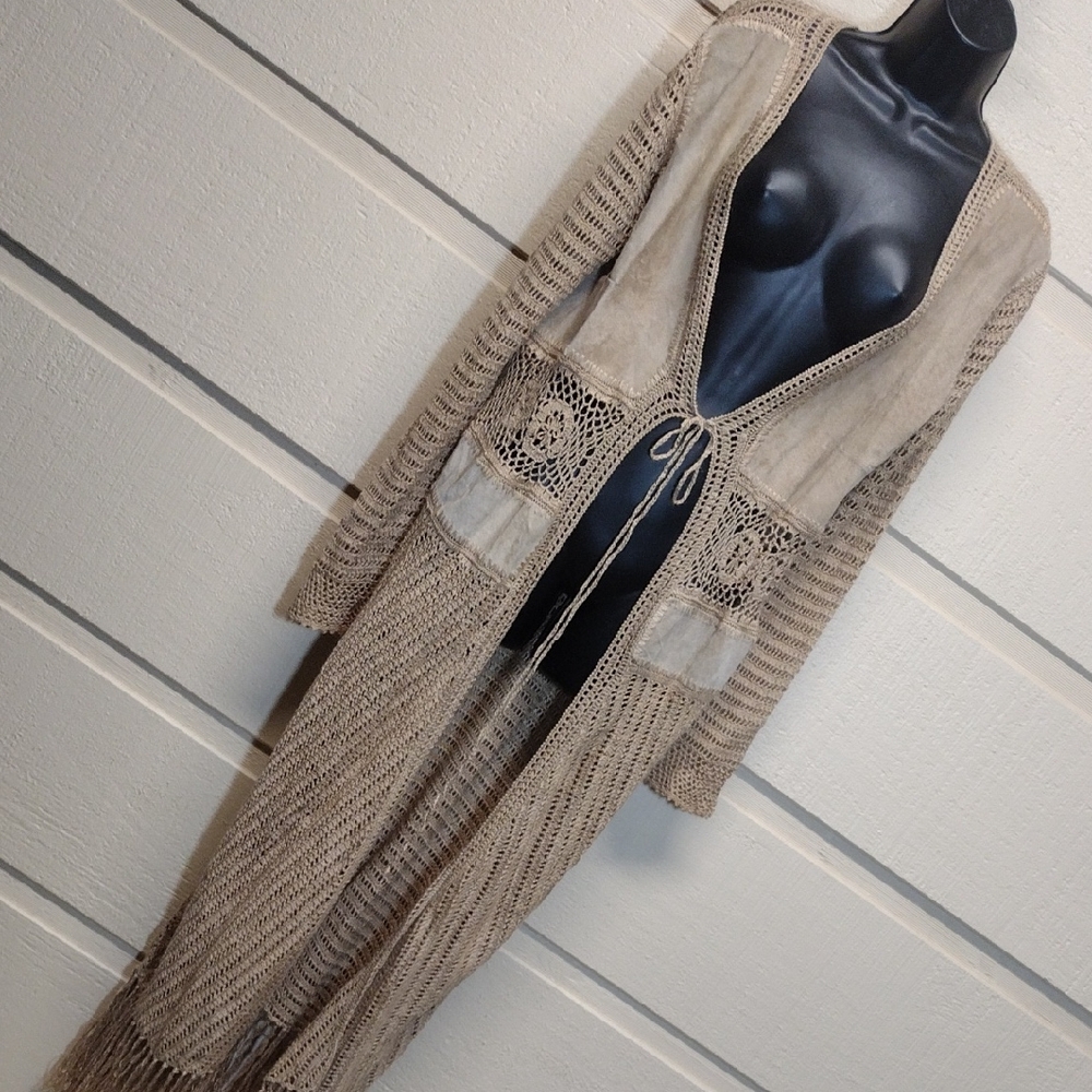 Bohemian Loose Knit Swim Cover / Sweater L